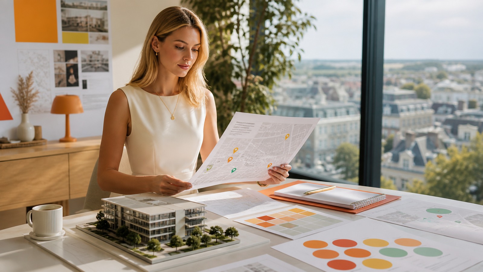 Real estate lead generation workspace with property portfolio map, development signals and outreach pipeline
