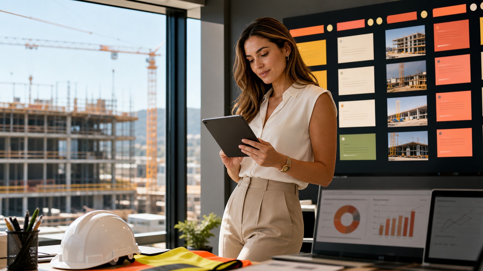 Ripe Leads construction lead generation workspace with project pipeline and construction site view