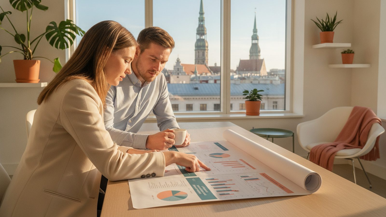 Vertriebsteam plant Markteintritt mit Blick auf Riga